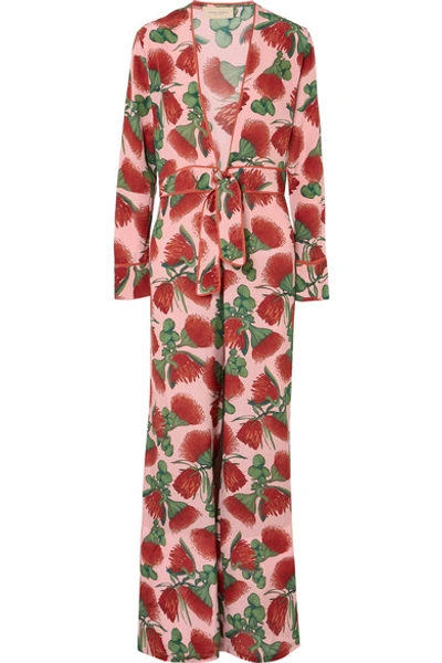 Adriana Degreas Fiore Floral-print Silk Crepe De Chine Jumpsuit In Blush