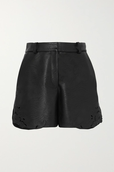 Stella Mccartney Laser-cut Faux Leather Shorts In Black