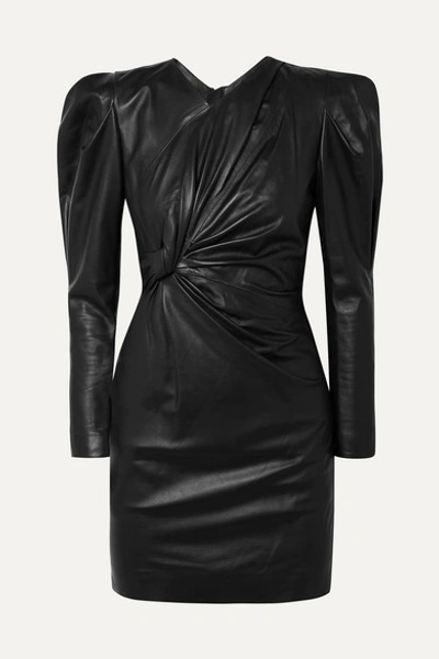 Isabel Marant Cobe Twisted Leather Mini Dress In Black