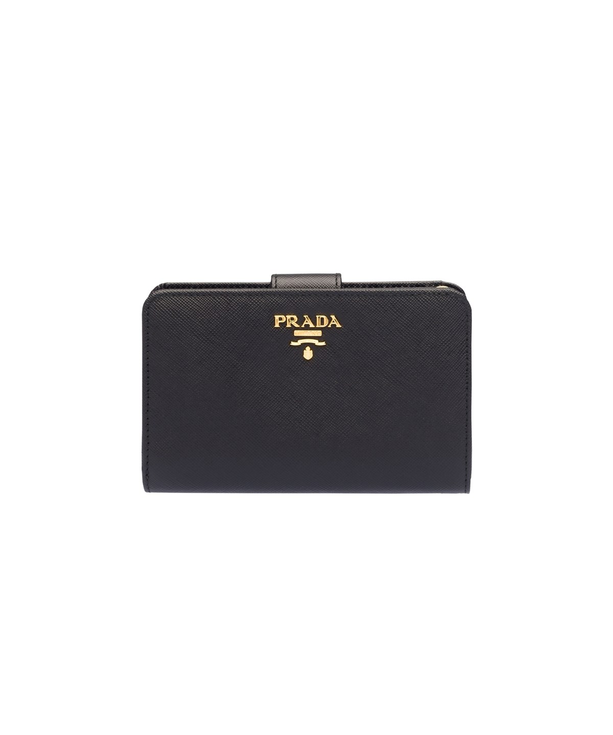 Prada Saffiano Triangle Bi-fold Tab Wallet, Black (nero) | ModeSens