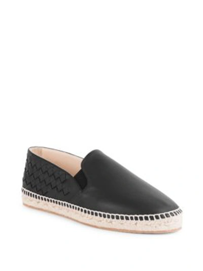 Bottega Veneta Intrecciato Leather Espadrilles In Black