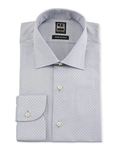 Ike Behar Men's Dotted Cotton Dress Shirt In Gray