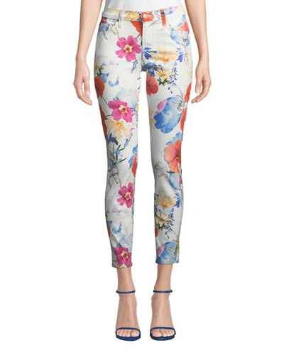 7 For All Mankind Printed Ankle Skinny Jeans In Seaside Poppies