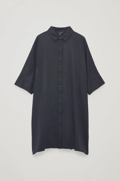 Cos Draped Boxy Shirt Dress In Blue