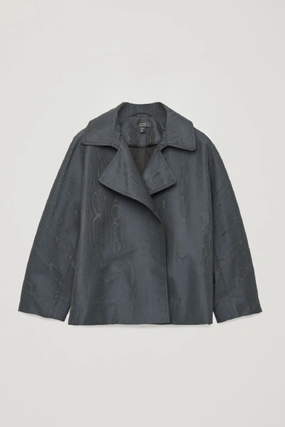 Cos Boxy Moire Jacket In Blue