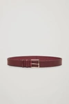 Cos Classic Leather Belt In Burgundy