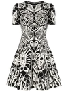 Alexander Mcqueen Shell-print Short-sleeve Fit-and-flare Knit Dress In Black