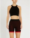 Nagnata Ladies Black And Red Strap Back Stretch-cotton Crop Top In Black Red
