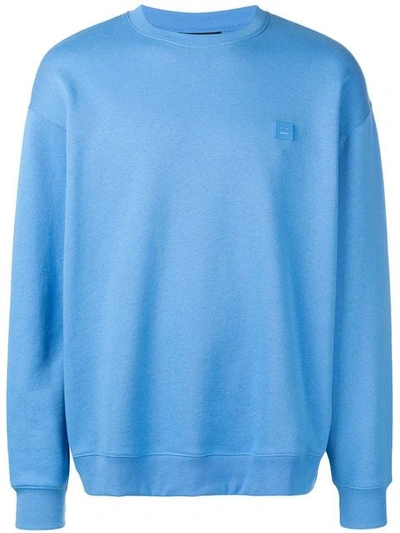 Acne Studios Forba Logo-appliquéd Loopback Cotton-jersey Sweatshirt In Blue