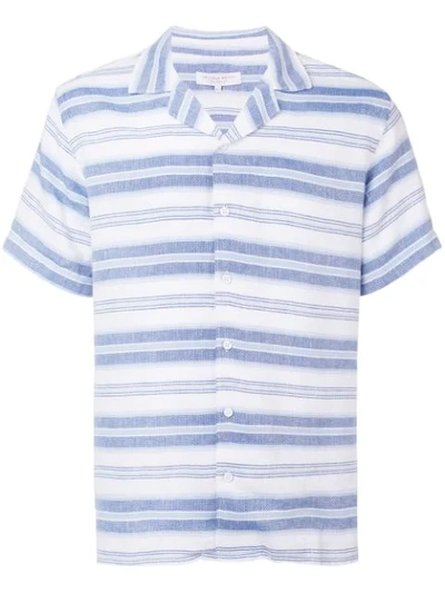 Orlebar Brown Travis Camp-collar Striped Linen And Cotton-blend Shirt In Blue