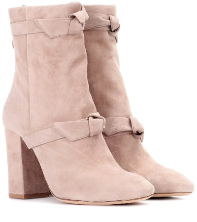 Alexandre Birman Lorraine Knotted Suede Ankle Boots In Neutrals