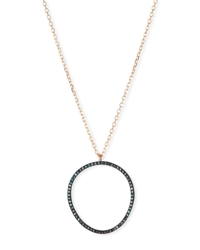 Stevie Wren 14k Rose Gold Blue Diamond Wave Circle Necklace