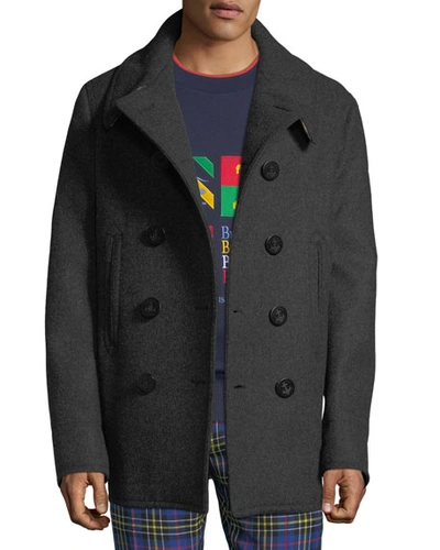 Burberry Men's Claythorpe Double-breasted Wool Coat In Dark Charcoal |  ModeSens