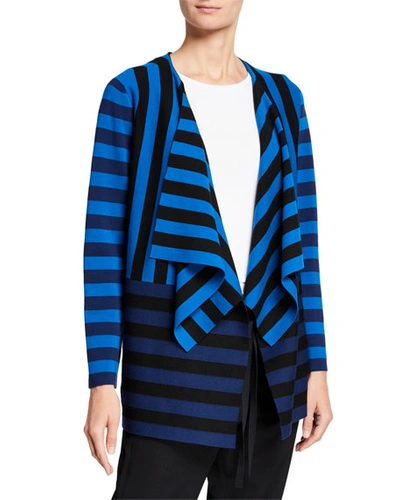 Akris Punto Striped Milano Knit Cardigan In Blue Pattern