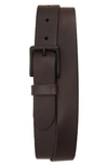 Allsaints Men's Leather Belt In Dark Brown/matte Black