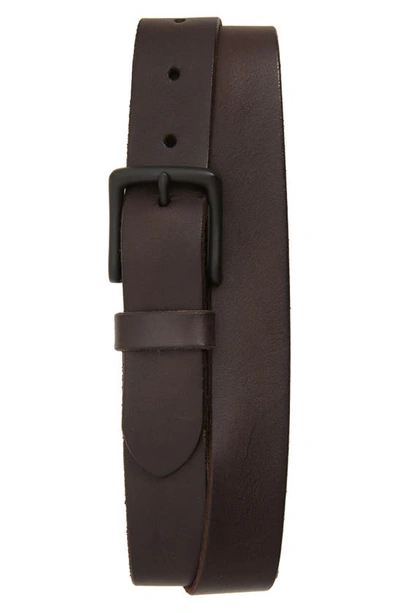 Allsaints Men's Leather Belt In Dark Brown/matte Black