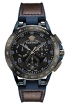 Versace Sport Tech Chronograph Leather Strap Watch, 45mm In Blue/ Black/ Silver