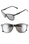 Maui Jim Women's Sugar Cane Polarized Mirrored Square Sunglasses, 57mm In Gloss Black/ Neutral Grey