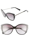 Longchamp Heritage 57mm Butterfly Sunglasses In Black