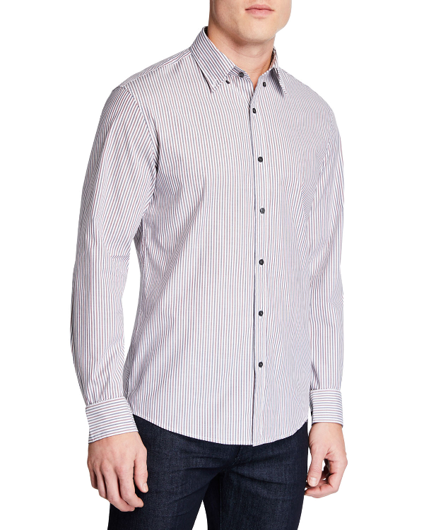 Michael Kors Striped Stretch Slim Fit Buttondown Shirt In Red ModeSens