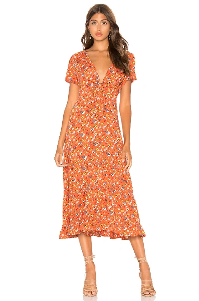 Auguste Agnes Fleur Midi Dress In Rust