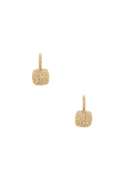 Joolz By Martha Calvo Pave Square Huggie Earrings In Metallic Gold.