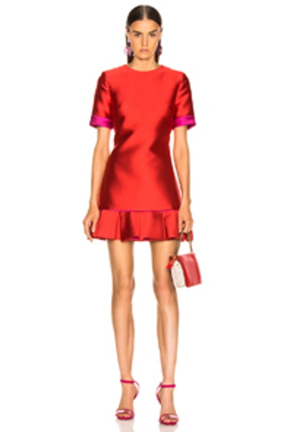 Brandon Maxwell Ruffle Hem Dress In Poppy