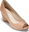 Cole Haan Sadie Open Toe Wedge Pump In Mocha Mousse Leather