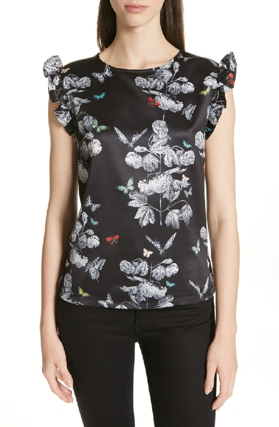 Ted Baker Daneli Narnia Ruffle Sleeve Top In Black | ModeSens