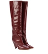 Isabel Marant Loko Smooth-leather Knee-high Boots In Bordeaux