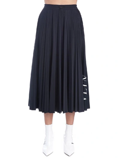 Valentino Pleated Vltn Skirt In Black ModeSens
