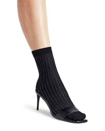 Wolford Sparkle Stripe Ankle Socks In Black/silver