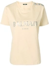 Balmain Shiny Logo Printed Cotton Jersey T-shirt In Gbg Sable/argent