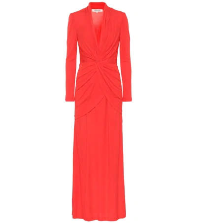 Diane Von Furstenberg Stacia Knot-detail Crepe Maxi Dress In Red