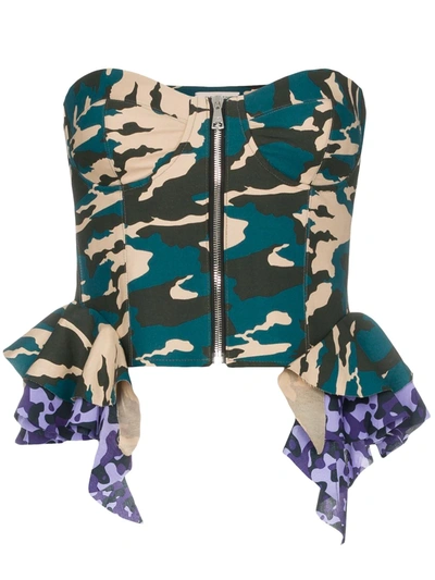 Natasha Zinko Camouflage-print Corset Top In Multicoloured