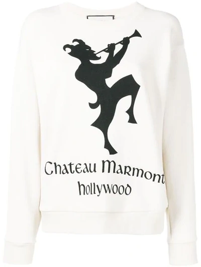 Gucci Chateau Marmont-print Cotton Sweatshirt In White