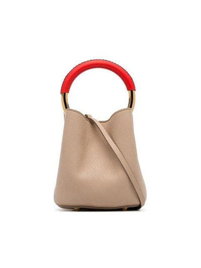 Marni Nude Pannier Leather Bucket Bag In Neutrals