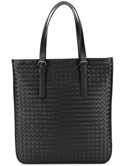 Bottega Veneta North West Intrecciato Leather Tote In Black