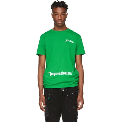 Off-white College-print Cotton T-shirt In Green