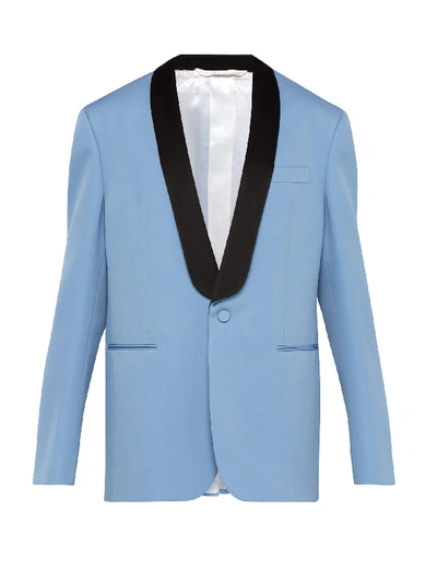 Calvin Klein 205w39nyc Light-blue Oversized Satin-trimmed Wool Tuxedo Jacket