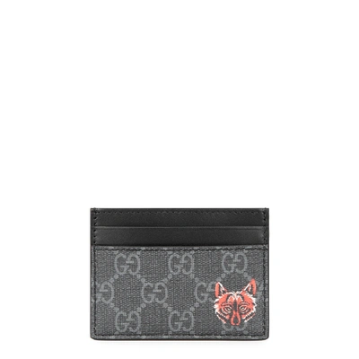Gucci Gg Supreme Black Leather Cardholder