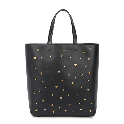 Tory Burch Star Stud Small Leather Tote In Black