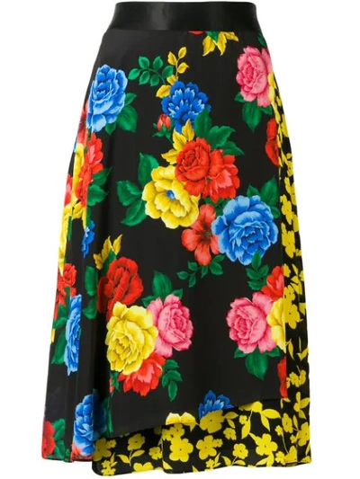 Alice And Olivia Alice + Olivia Nanette Silk Floral Faux-wrap Skirt In Camellia Bouquet
