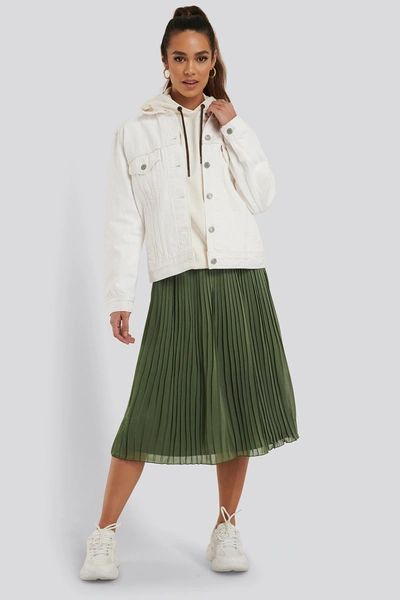 Na-kd Pleated Midi Skirt - Green In Khaki Green