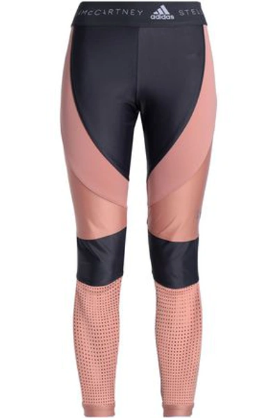 Adidas By Stella Mccartney Mesh-paneled Stretch Leggings In Antique Rose