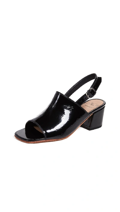 No.6 Leah Sandals In Black Crinkle