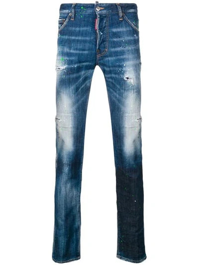 Dsquared2 Cool Guy Paint Splatter Skinny Jeans In Blue