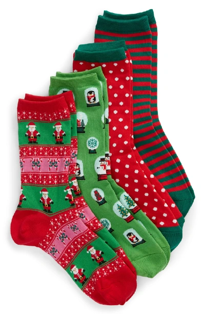 Hot Sox 4-pack Holiday Snowglobes Socks In Red