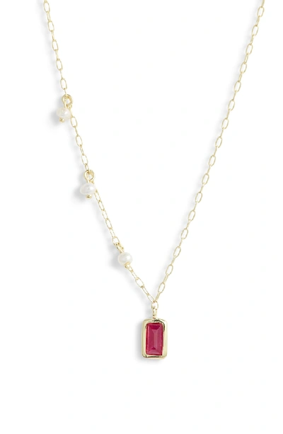Meira T Ruby & Pearl Pendant Necklace In Gold/ Ruby