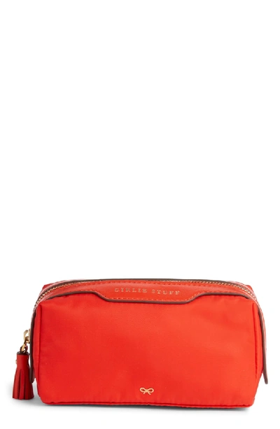 Anya Hindmarch Girlie Stuff Cosmetics Case In Flame Red